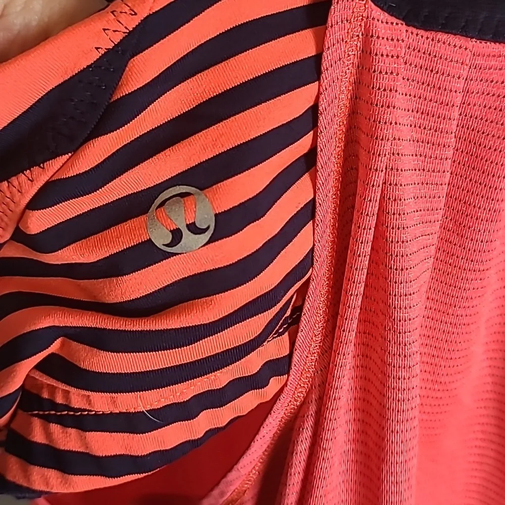 Lululemon Back On Track Tank Top Size 12 Light Flare Orange Inkwell Navy Blue - Picture 3 of 6